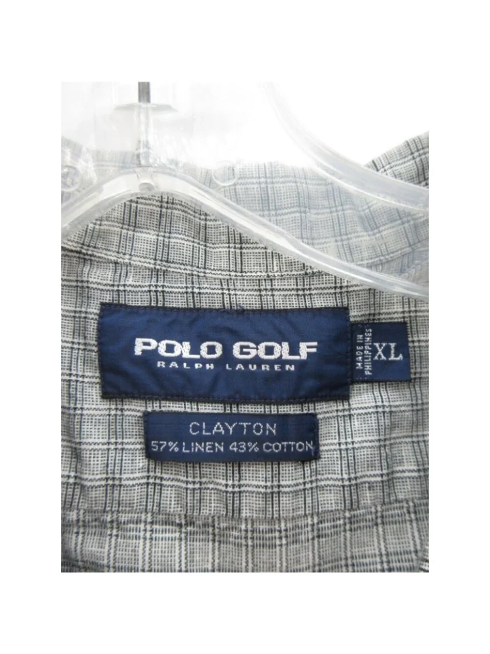 VGT Polo Ralph Lauren Golf Shirt XL Clayton Linen Blend Button Up Plaid